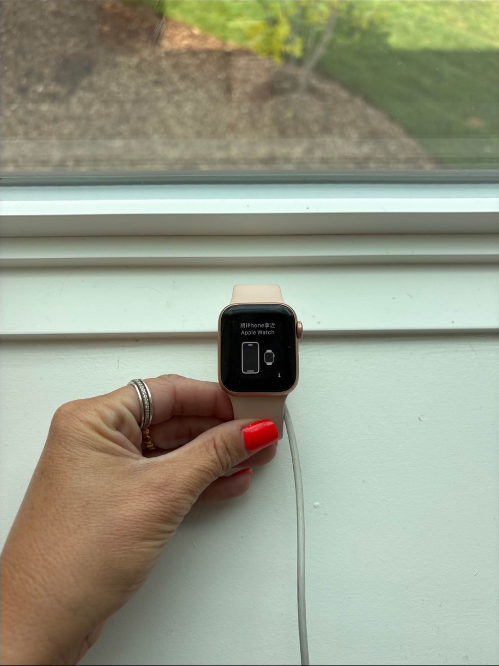 Apple Watch in Pink Sand with Matching Pink Sand Sport Band
